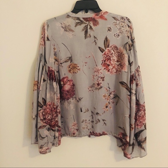 Chaser Floral Bell Sleeve Drawstring Top - Picture 5 of 7